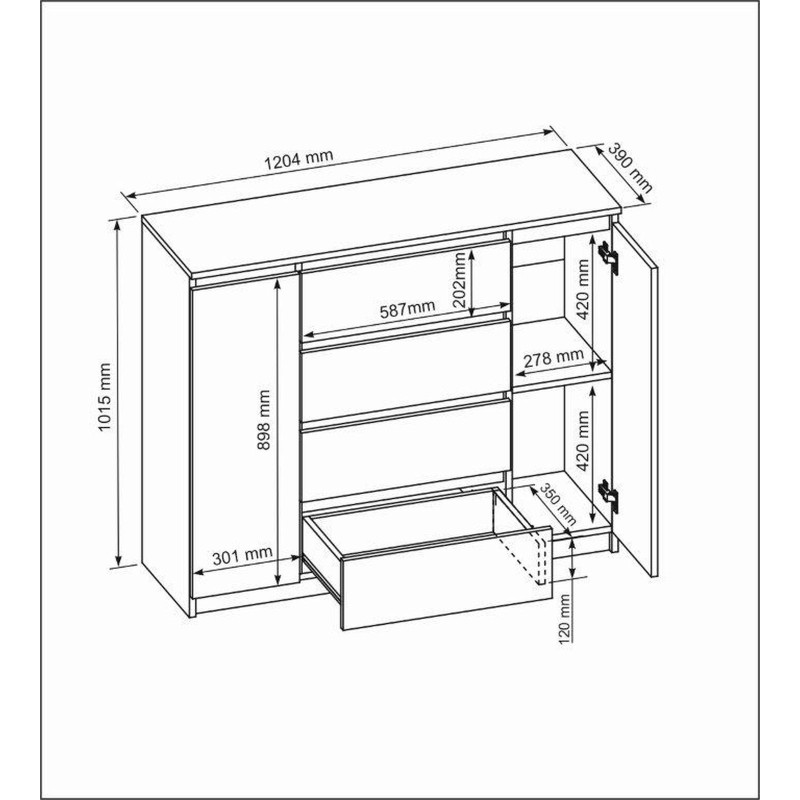 Komoda dwudrzwiowa z czterema szufladami LEMON | Beautysofa24.pl