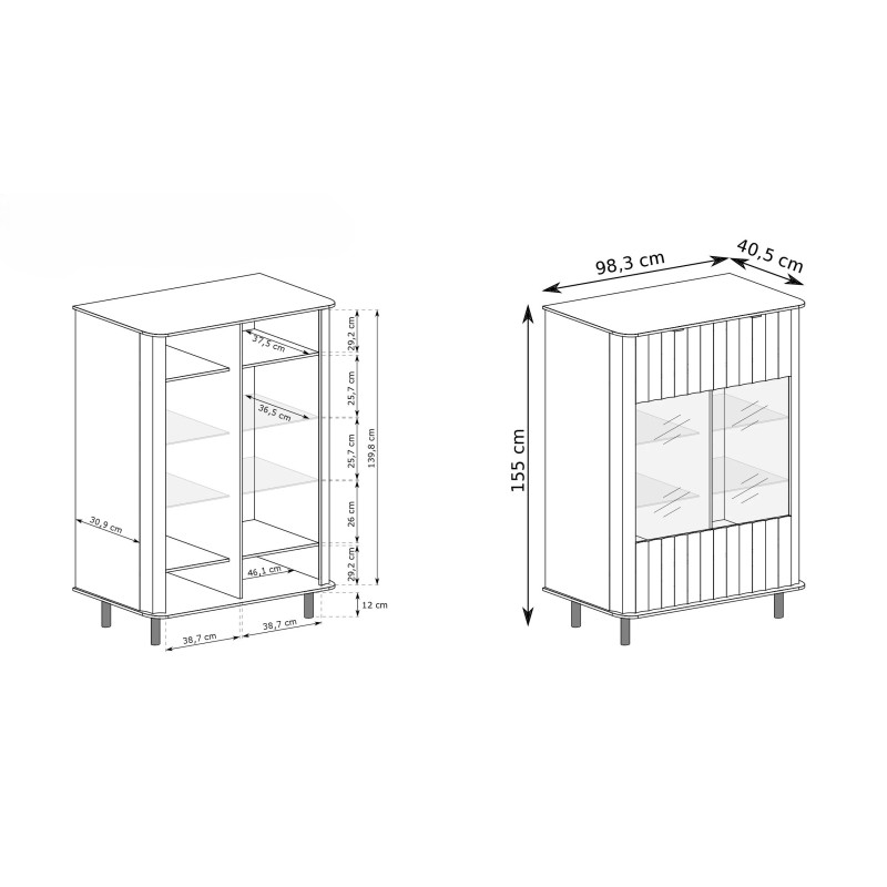 Nowoczesna witryna z przeszkleniem do salonu NEVADA