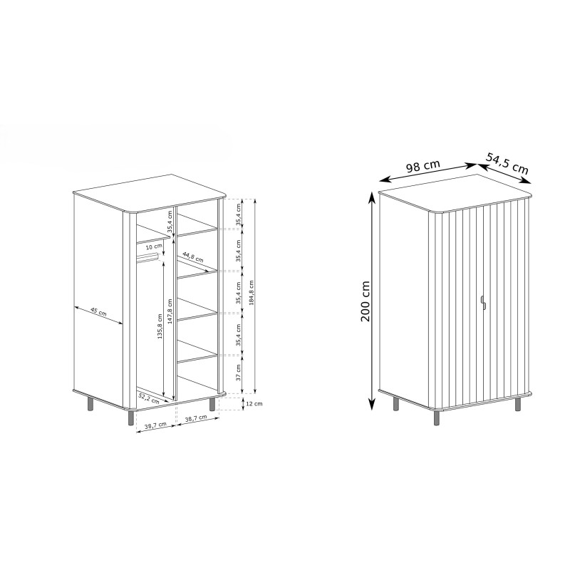 Szafa dwudrzwiowa NEVADA – nowoczesny design i praktyczne wnętrze