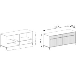 Duża Komoda Linna z Ryflowanym Frontem