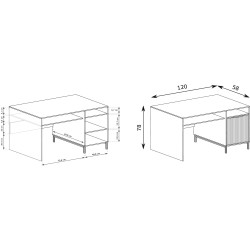 Nowoczesne biurko Linna z ryflowanym frontem