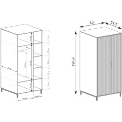 Wąska Szafa dwudrzwiowa do sypialni Linna