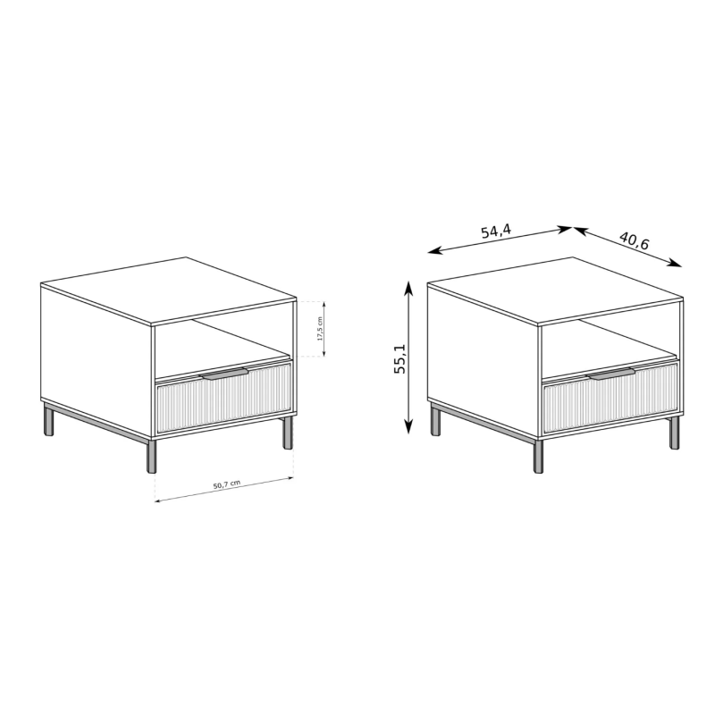 Szafka nocna z ryflowanym frontem Linna
