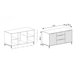 Duża Komoda Linna z Ryflowanym Frontem