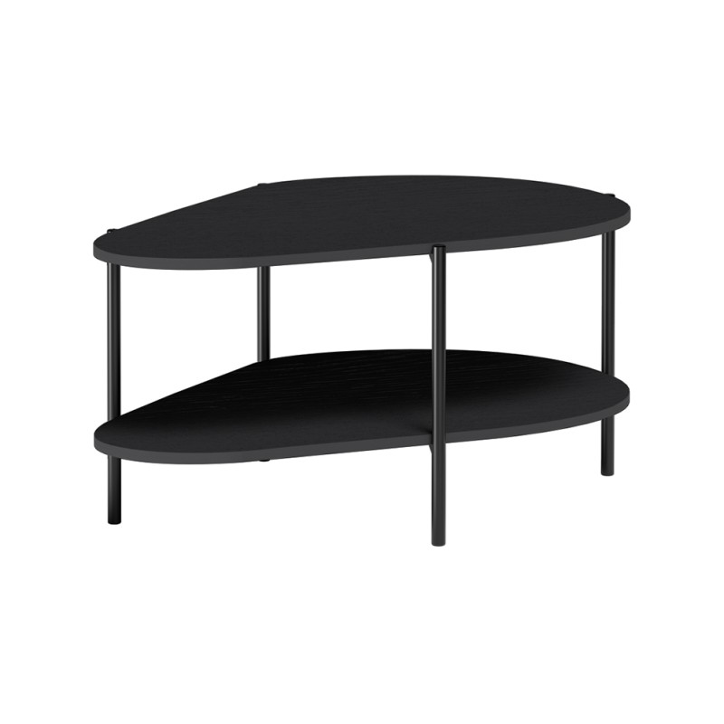 Nowoczesny stolik kawowy – czarny, dwupoziomowy, designerski