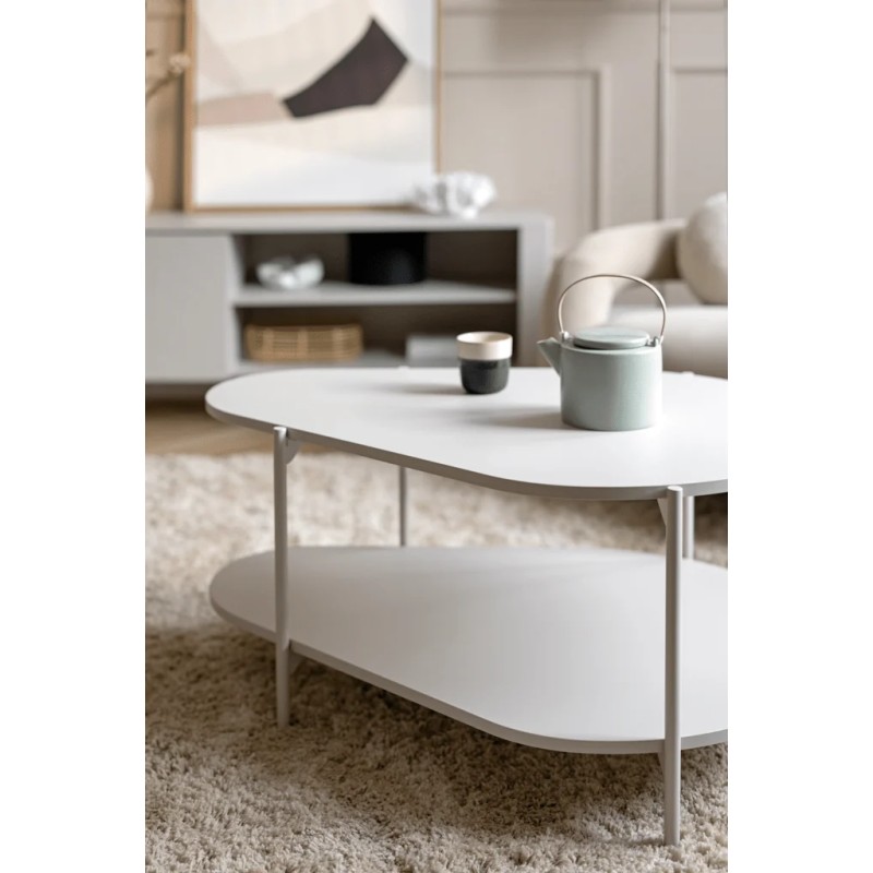 Nowoczesny stolik kawowy – czarny, dwupoziomowy, designerski