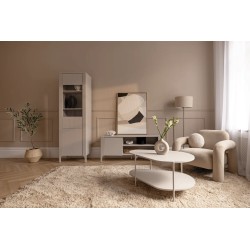 Nowoczesny stolik kawowy – czarny, dwupoziomowy, designerski