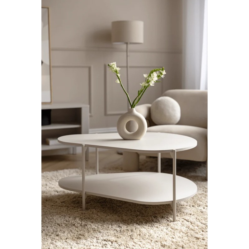 Nowoczesny stolik kawowy – czarny, dwupoziomowy, designerski