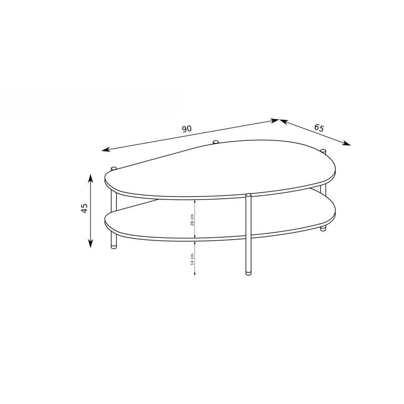 Nowoczesny stolik kawowy – czarny, dwupoziomowy, designerski