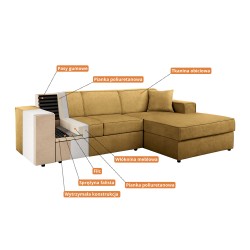 Narożnik z funkcją spania PEDRO – nowoczesny, wygodny, praktyczny