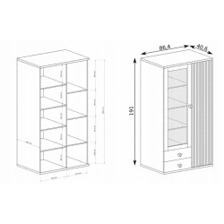 Witryna Caya Dąb Artisan z Lamelami i LED – Styl i Funkcjonalność