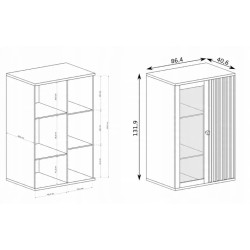 Witryna Caya Dąb Artisan z LED – Przeszklona i Funkcjonalna