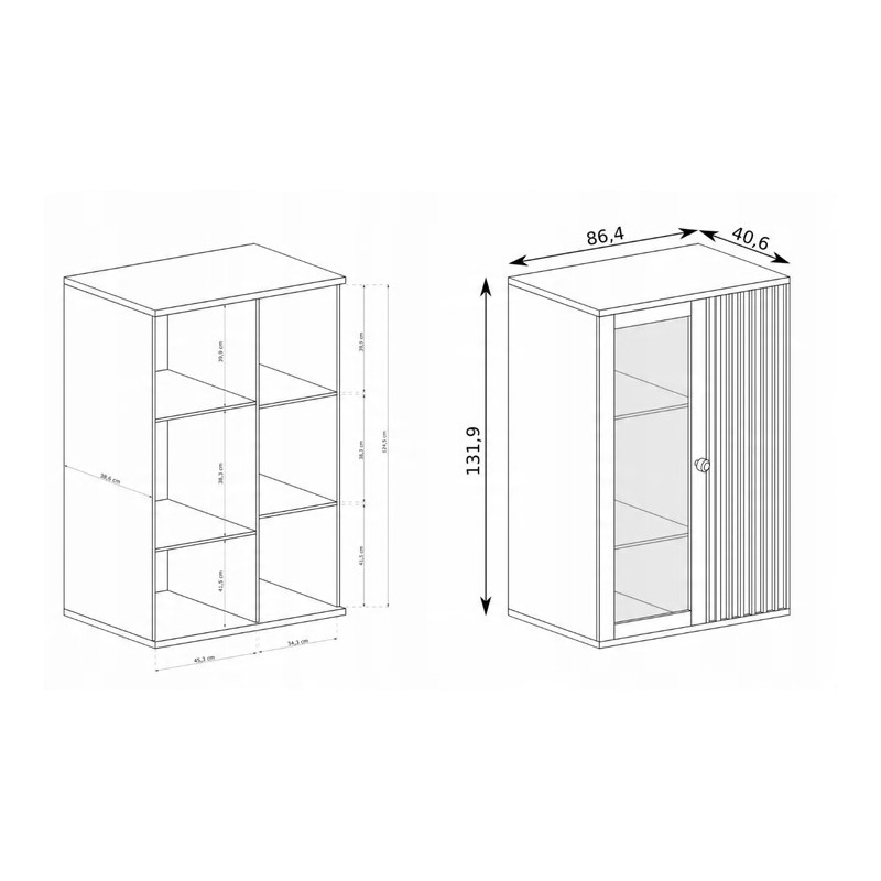Witryna Caya Dąb Artisan z LED – Przeszklona i Funkcjonalna
