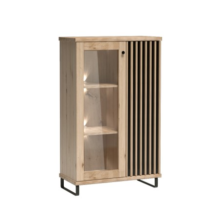 Witryna Caya Dąb Artisan z LED – Przeszklona i Funkcjonalna