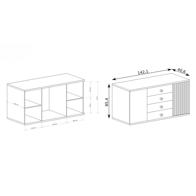 Komoda CAYA – Dąb Artisan | 4 Szuflady | 2 Wysokości | Loft Design