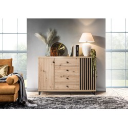 Komoda CAYA – Dąb Artisan | 4 Szuflady | 2 Wysokości | Loft Design