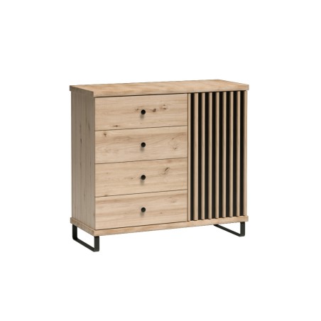 Komoda jednodrzwiowa CAYA – 4 Szuflady | Loft Styl | Dąb Artisan | 2 Wysokości