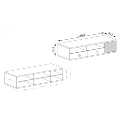 Szafka RTV CAYA z lamelami | Dąb Artisan | 2 Szuflady | 2 Wysokości