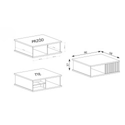 Stolik kawowy CAYA Dąb Artisan – Ława z lamelami i szufladą do salonu