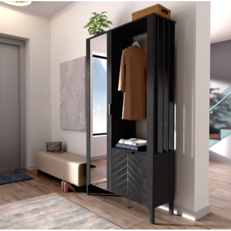 Garderoba LUME z lustrem i lamelami – nowoczesny design