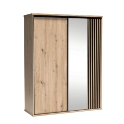 Szafa przesuwna CAYA z lustrem i lamelami – 179 cm