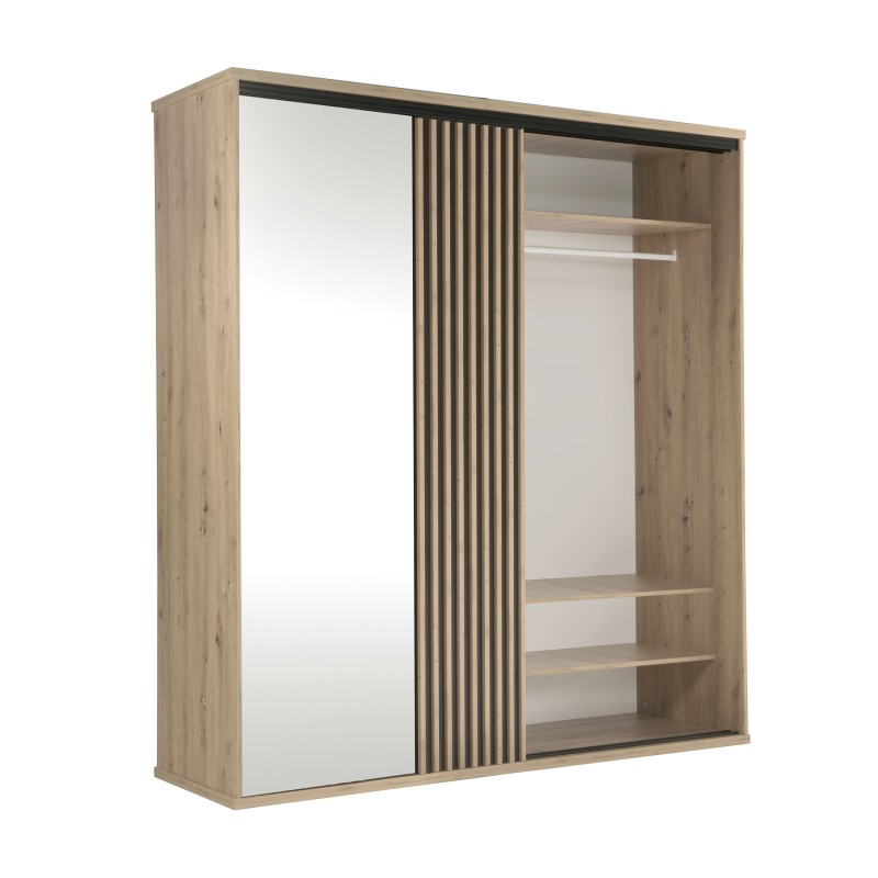 Szafa przesuwna z lustrem i lamelami CAYA – 199 cm szerokości