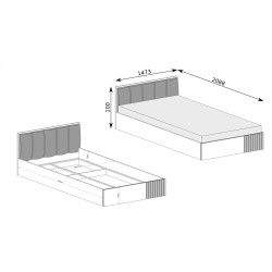 Nowoczesne łóżko CAYA z pojemnikiem i lamelami
