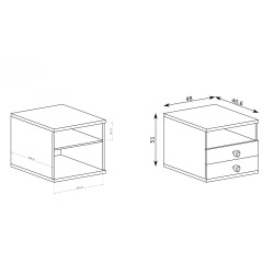 Szafka nocna CAYA – 2 szuflady, półka, nowoczesny design