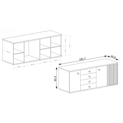 Nowoczesna komoda z lamelami CAYA Dąb Artisan