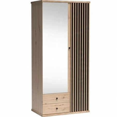 Szafa z lustrem i szufladami CAYA 100 cm – Dąb Artisan, styl loft