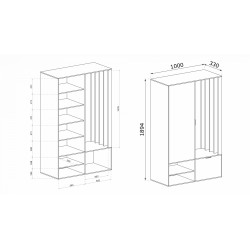 Garderoba z lustrem LIMO 100 cm – z siedziskiem lub bez, styl loftowy
