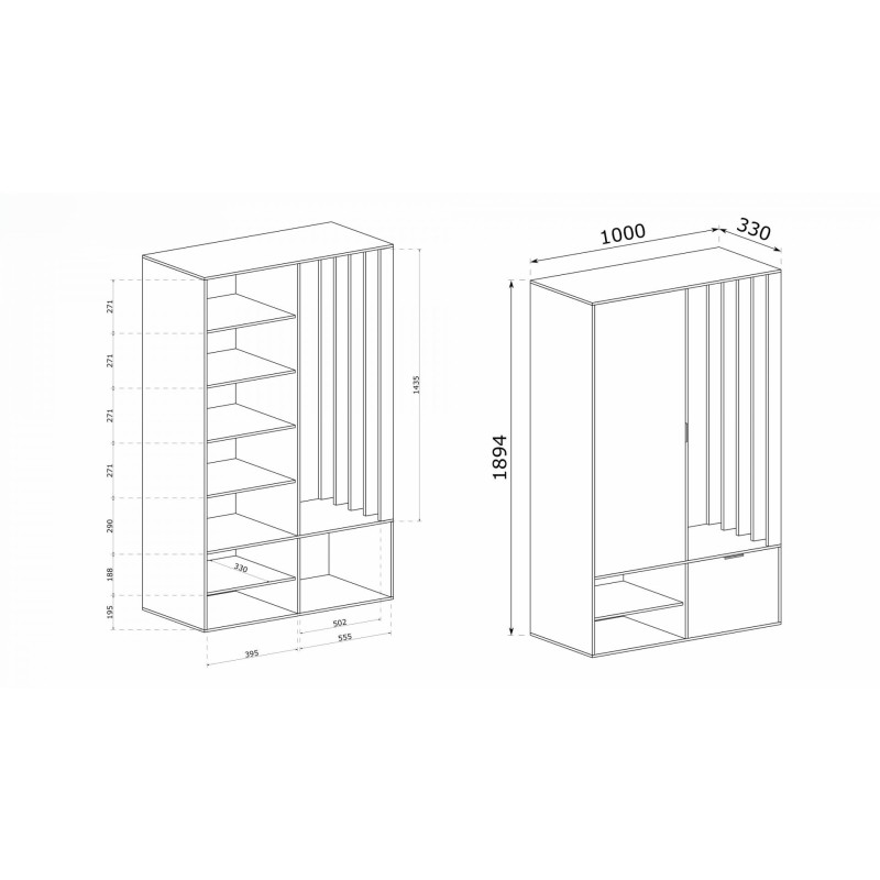 Garderoba z lustrem LIMO PLUS 100 cm – z siedziskiem lub bez