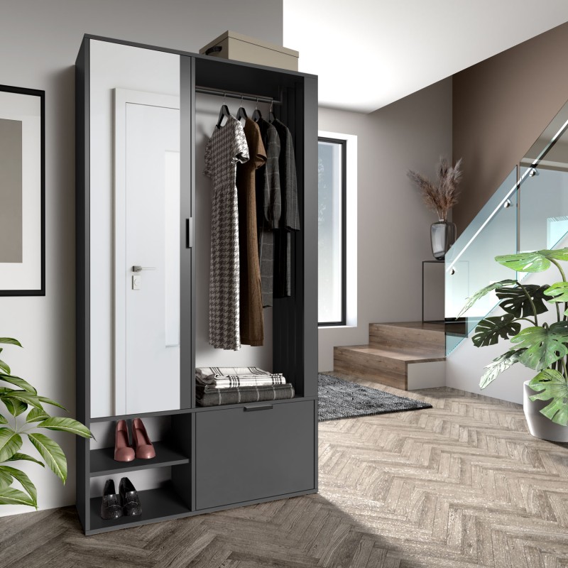 Garderoba z lustrem LIMO PLUS 100 cm – z siedziskiem lub bez