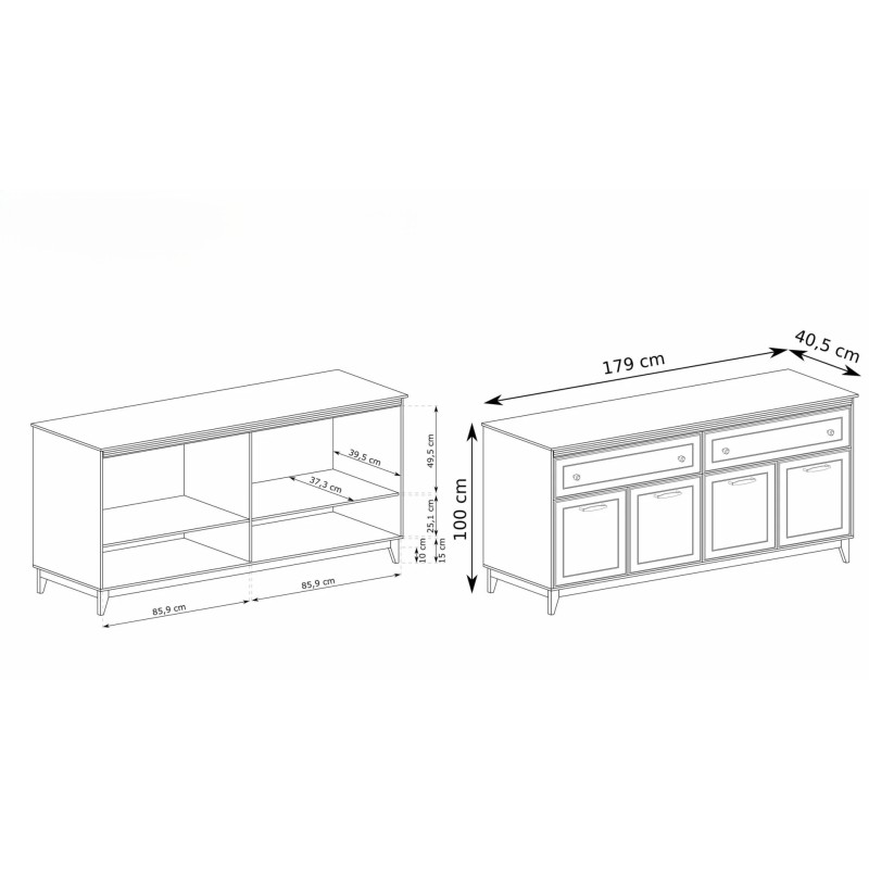 Komoda Charlott 179 cm – elegancja i pojemność