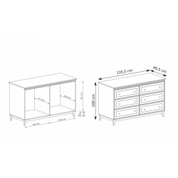 Komoda Charlott 135 cm – 6 szuflad, klasyczny styl