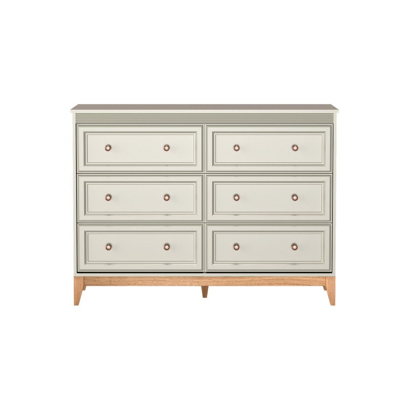 Komoda Charlott 135 cm – 6 szuflad, klasyczny styl