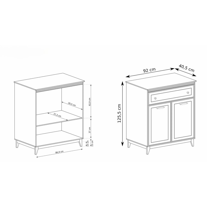 Komoda Charlott 92 cm – wysoka, z szufladą i drzwiami