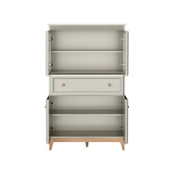 Stylowa witryna Charlott – szkło, półki, szuflada