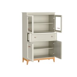 Stylowa witryna Charlott – szkło, półki, szuflada