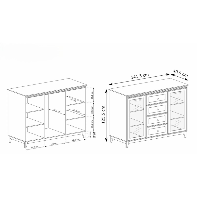 Witryna Charlott z Szufladami – Elegancka i Praktyczna