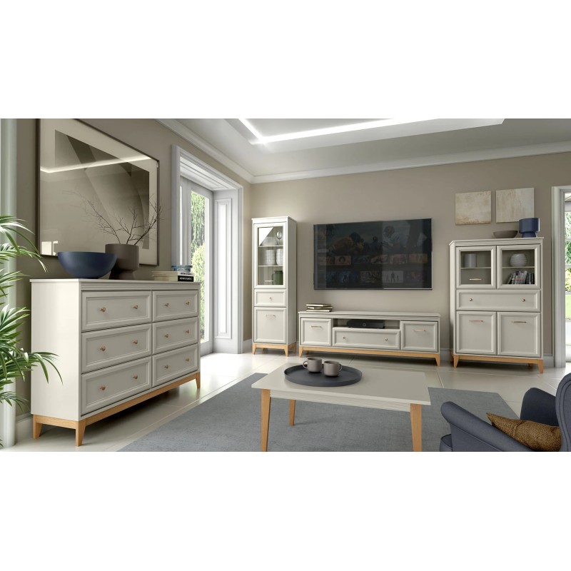 Szafka RTV Charlott 179 cm – Elegancka szafka pod telewizor kaszmir/drewno