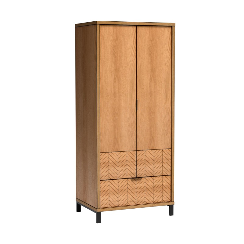 Szafa dwudrzwiowa z szufladą FUN – dąb karmelowy