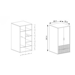 Szafa dwudrzwiowa z szufladą FUN – dąb karmelowy