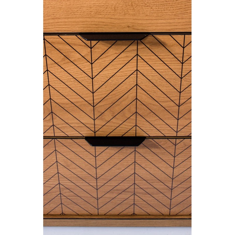 Duża komoda FUN z szufladami i szafkami – dąb karmel