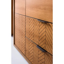 Duża komoda FUN z szufladami i szafkami – dąb karmel