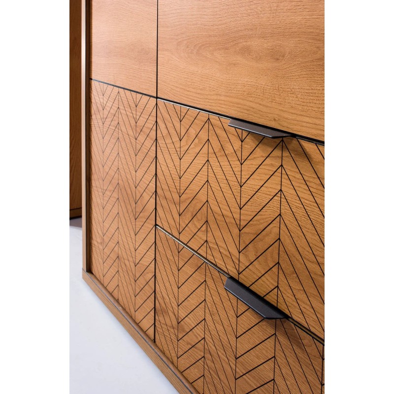 Duża komoda FUN z szufladami i szafkami – dąb karmel