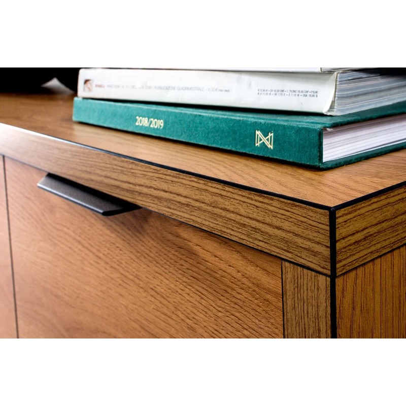 Komoda z witryną FUN – nowoczesna i funkcjonalna, dąb karmel