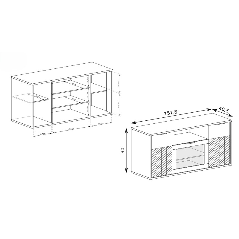 Komoda z witryną FUN – nowoczesna i funkcjonalna, dąb karmel