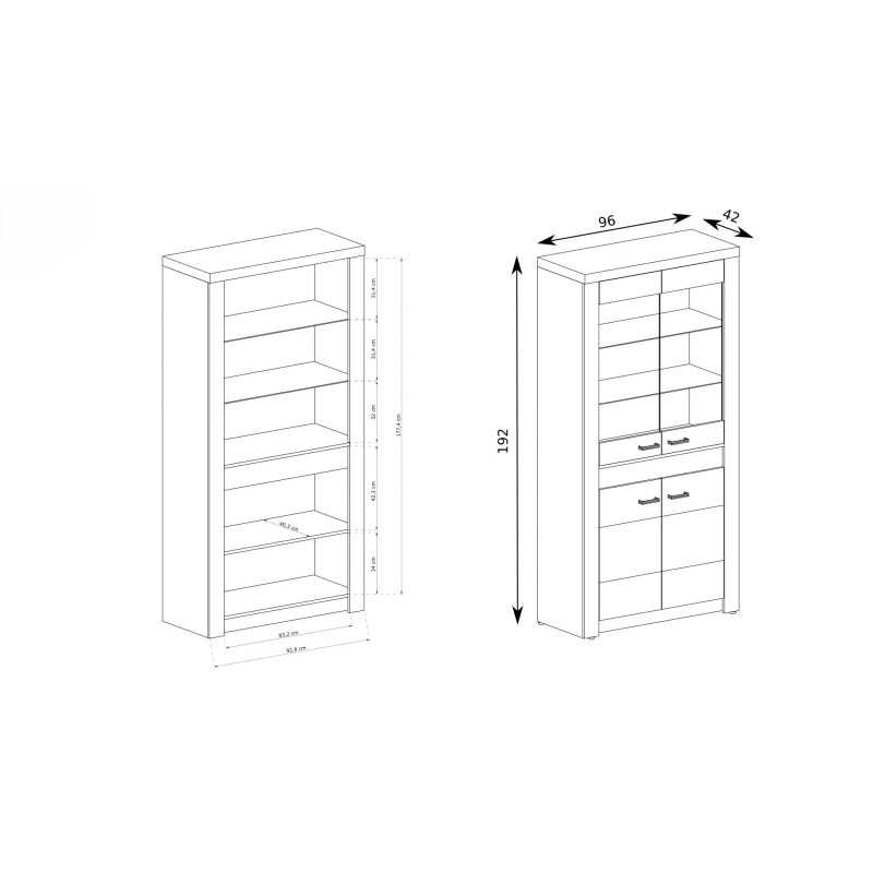 Duża witryna POLIS do salonu – z LED i nowoczesnym stylem