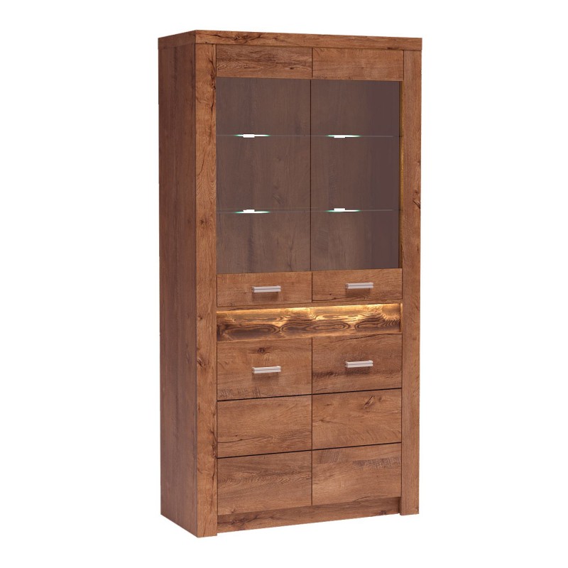 Duża witryna POLIS do salonu – z LED i nowoczesnym stylem